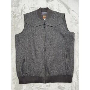 Roper Wool Vest Mens XL Gray Full Zip Yoke Western Equestrian Cowboy Rodeo Work